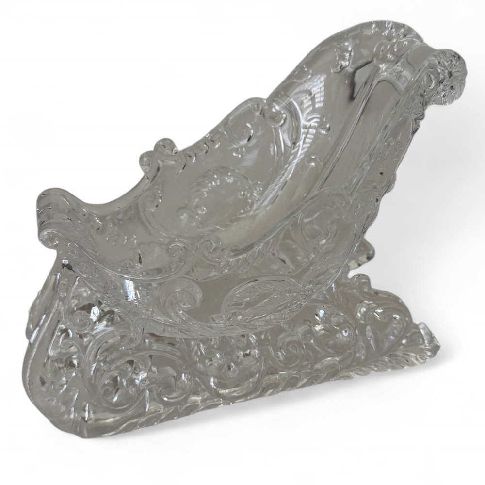 Vintage Clear Acrylic Santa’s Sleigh Christmas Decor Mantel Table Decor Cottage